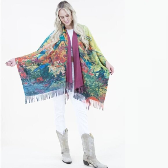 Van Gogh Collection Artistic Print Cape/Wrap (Brand New) - Red Vinyard - Picture 5 of 5